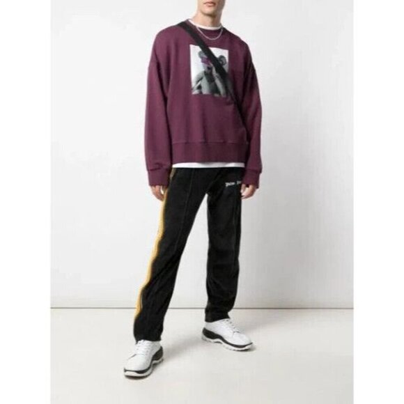 Palm Angels Teddy Bear Print Sweatshirt L Mens Plum - Picture 11 of 16
